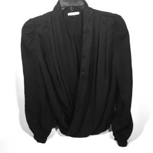 Black open front blouse